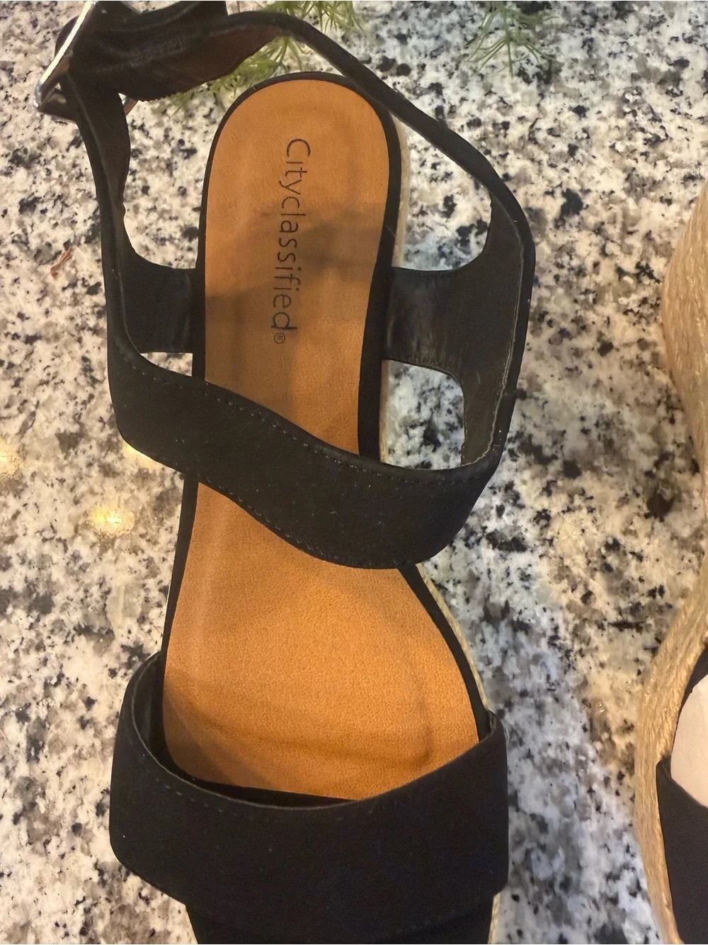 Cityclassified Black Espadrille Wedge Sandals NEW